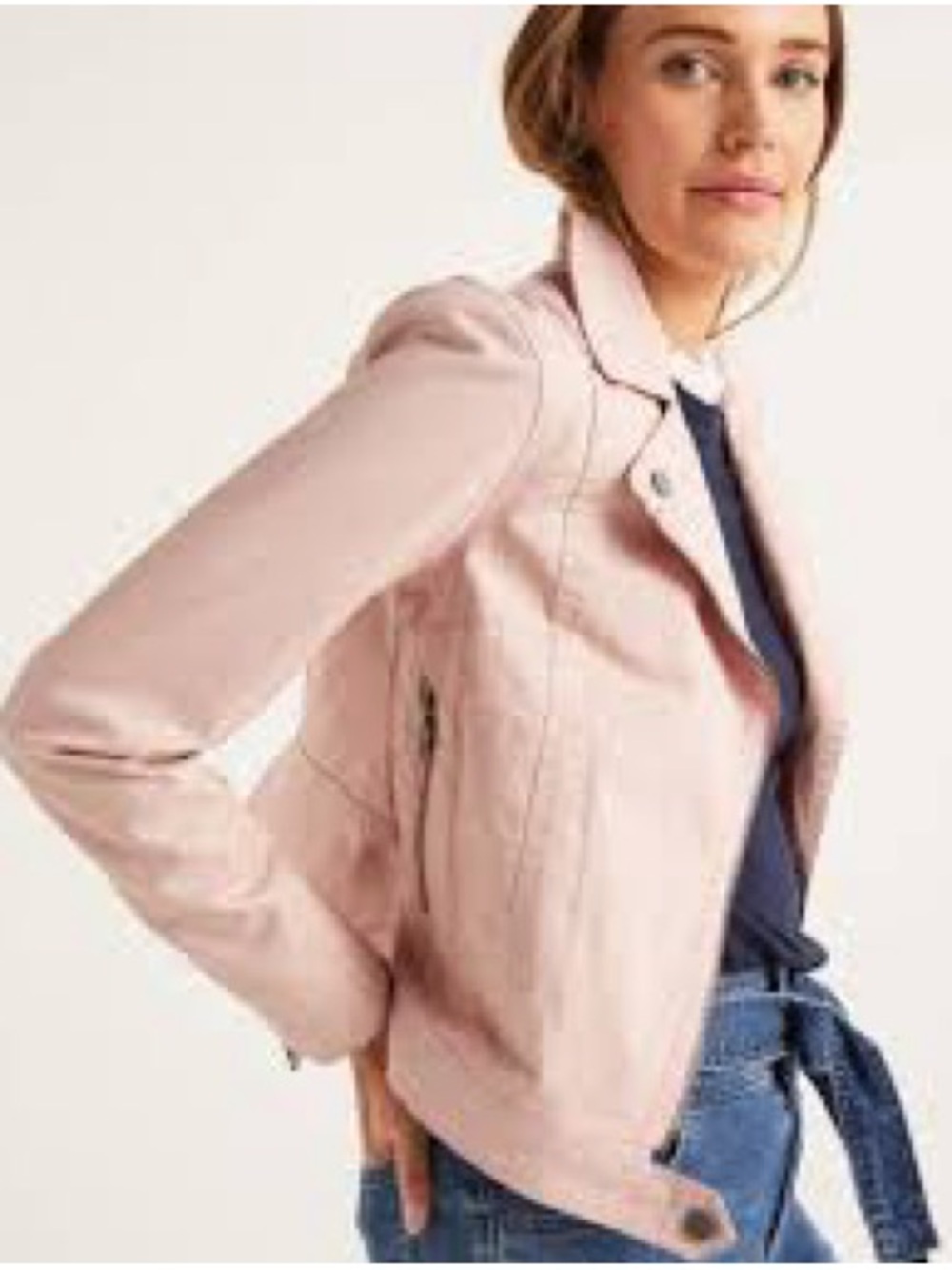 Boden Blush Pink Leather Moto Jacket
